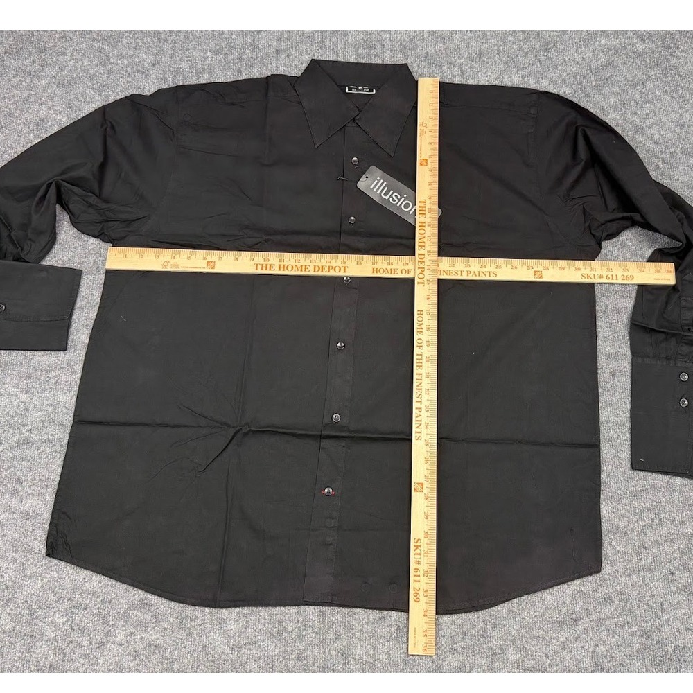 Vintage Illusionz Men's Black Long Sleeve Button Up Dress Shirt Size 5XL‎ NEW - Picture 6 of 6